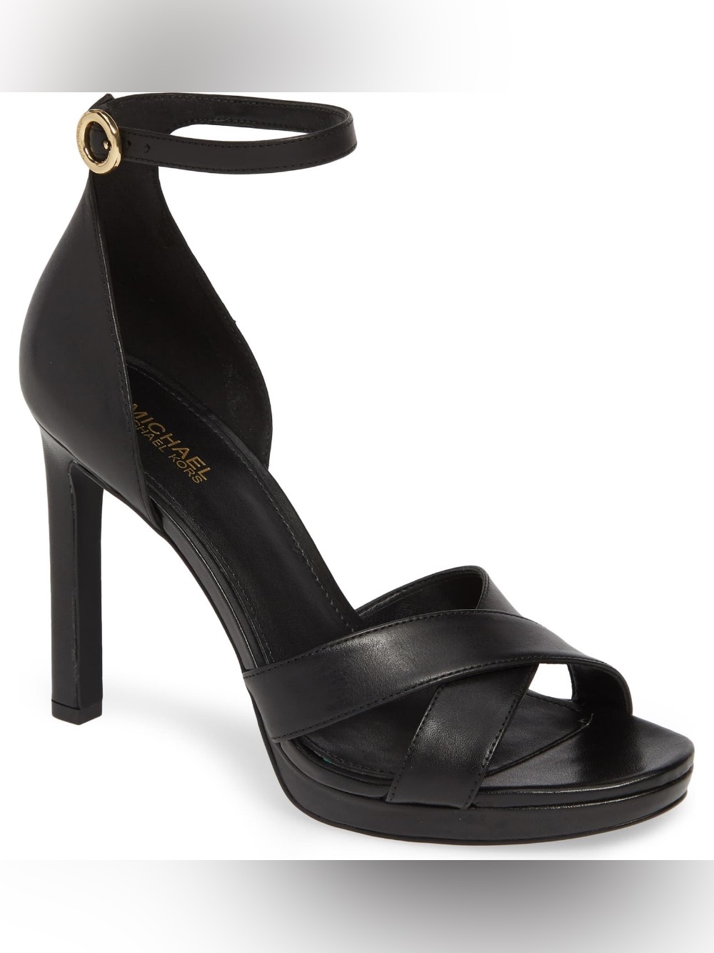 Michael Kors Alexia Size 11 Black Leather Platform Ankle Strap Heels